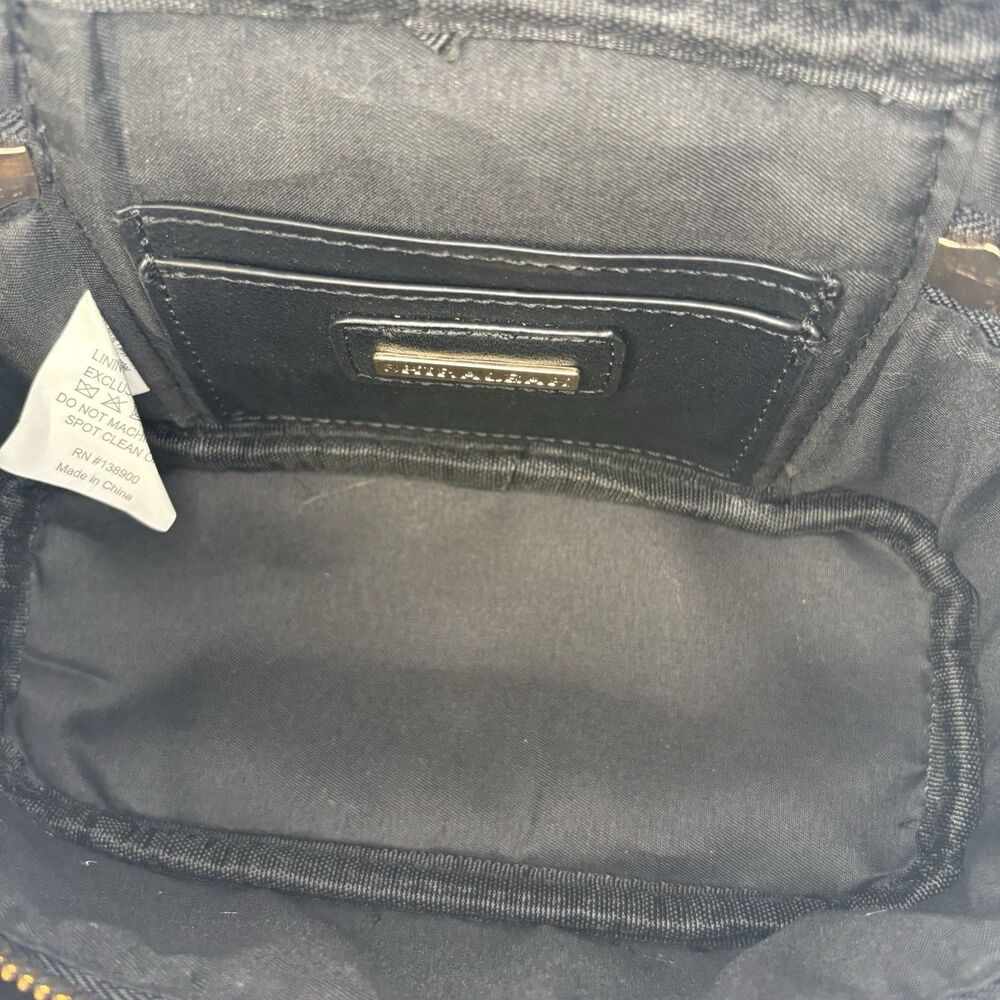 Shiraleah Black Woven Crossbody Bag Top Handle Mini Purse Gold Hardware - Picture 7 of 7